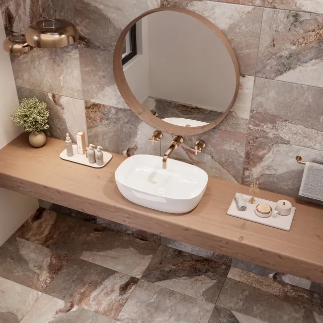 Peacock Grey Slate Effect Matt Porcelain Tile