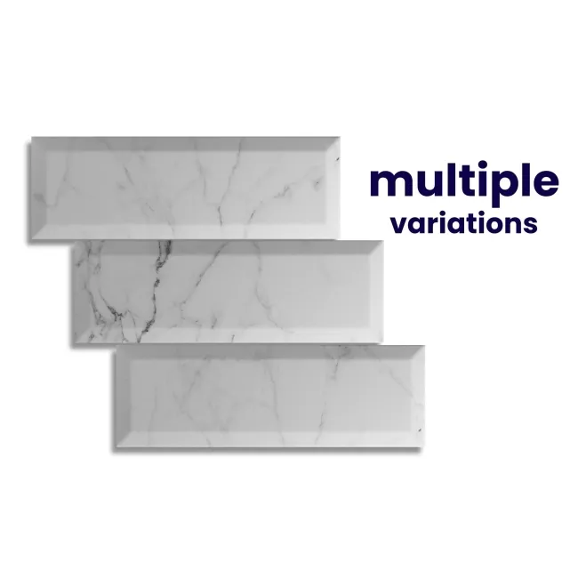 Metro Stone Effect Marble XL White Wall Metro Tiles