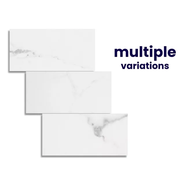 Carrara White Marble Effect Gloss Brick Wall Tile