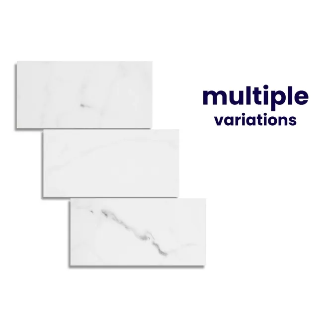 Carrara White Marble Effect Matt Brick Wall Tiles