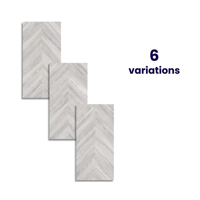 Loire Pearl Grey Matt Chevron Wood Effect Porcelain Floor Tile