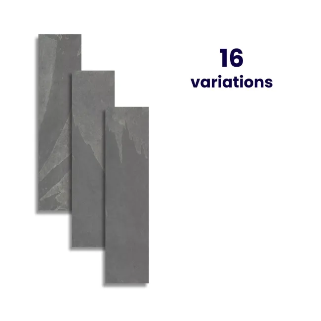 Mustang Light Grey Slate Effect Matt Porcelain Plank Tile