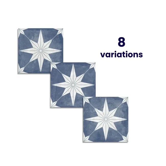 Supernova Star Blue Patterned Matt Vitrified Ceramic Floor Tile