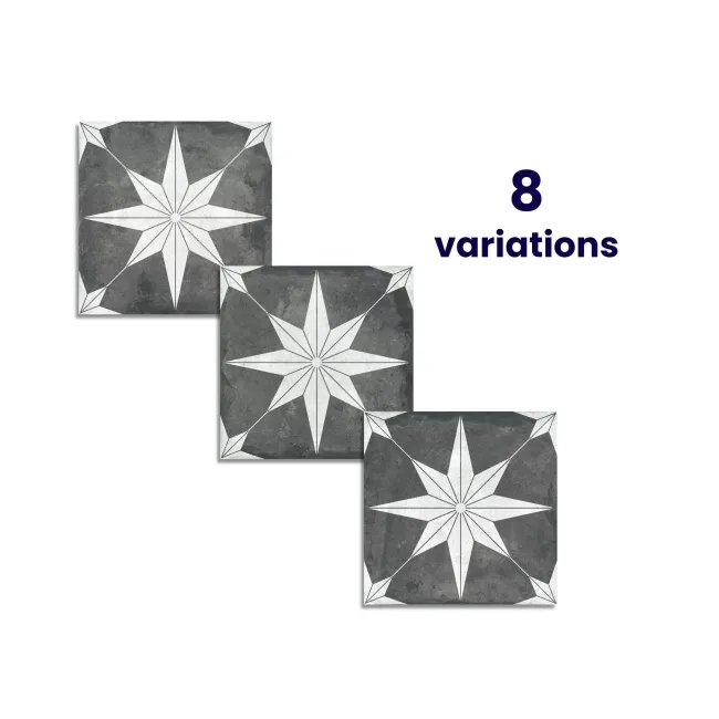 Supernova Star Black Patterned Matt Vitrified Ceramic Floor Tile
