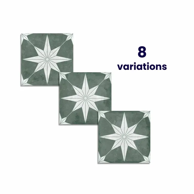 Supernova Star Green Patterned Matt Vitrified Ceramic Floor Tile