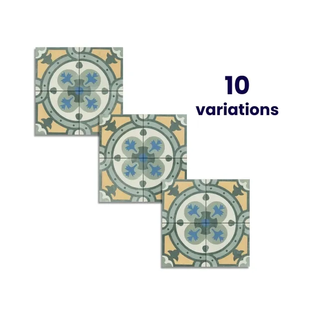 Granada Green Victorian Patterned Matt Ceramic Floor Tile