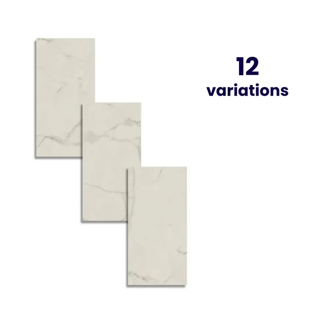 Crystal White Marble Tile Luxury Click Vinyl Flooring 5.5mm