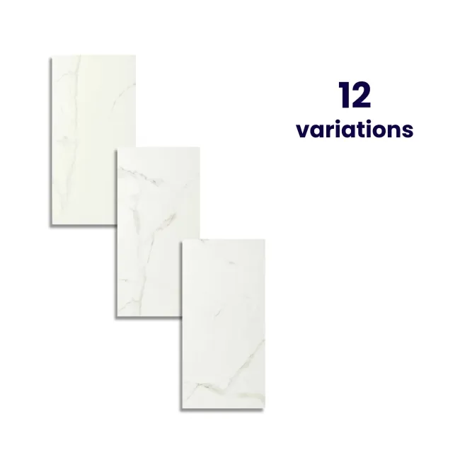 Crystal White Marble Tile Luxury Click Vinyl Flooring 6mm