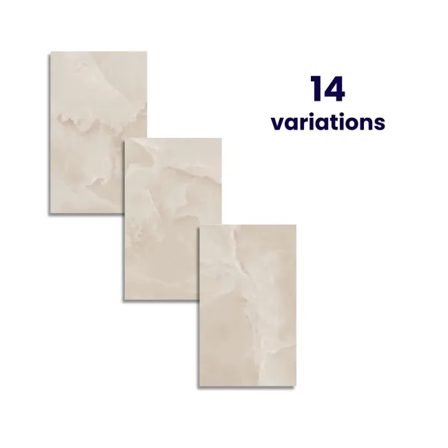 Garner Ivory Onyx Marble Effect Gloss Ceramic Wall Tile
