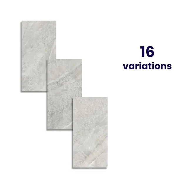 Electra Light Grey Crystal Marble Effect Polished Porcelain Tile