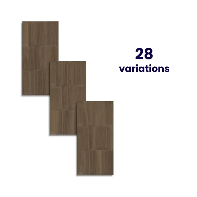 Nogal Block Decor Dark Brown Wood Effect Matt Ceramic Wall Tile