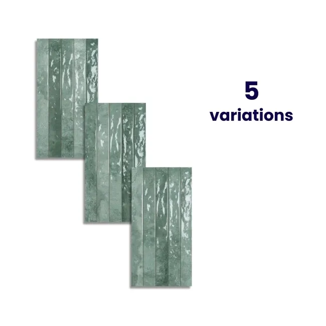 Ponto Green Stone Effect Gloss Ceramic Wall Tile
