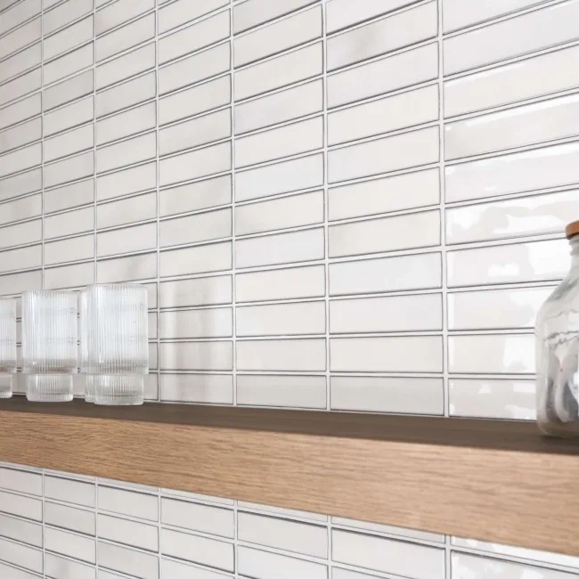 Alba White Kit Kat Effect Gloss Ceramic Wall Tile