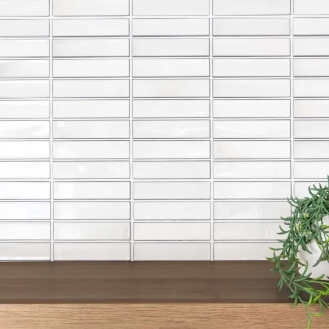 Alba White Kit Kat Effect Gloss Ceramic Wall Tile