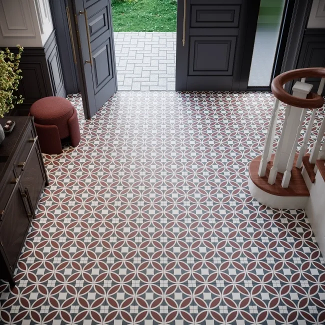 Britannia Circle Decor Patterned Matt Porcelain Tile