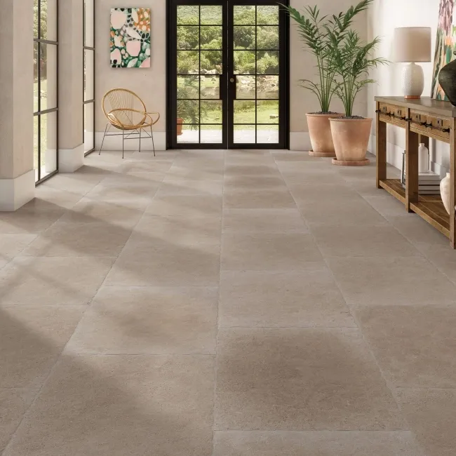 Taxos Taupe Stone Effect Matt Porcelain Floor Tile