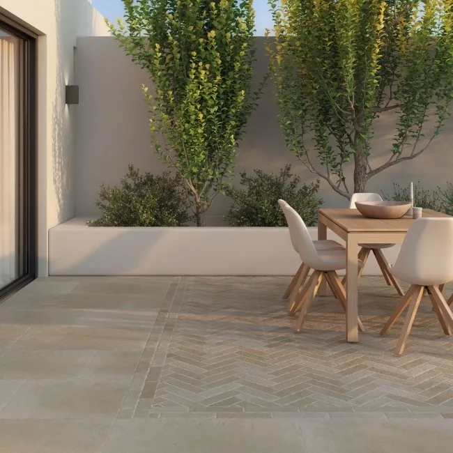 Taxos Taupe Stone Effect Porcelain Outdoor Brick Paving