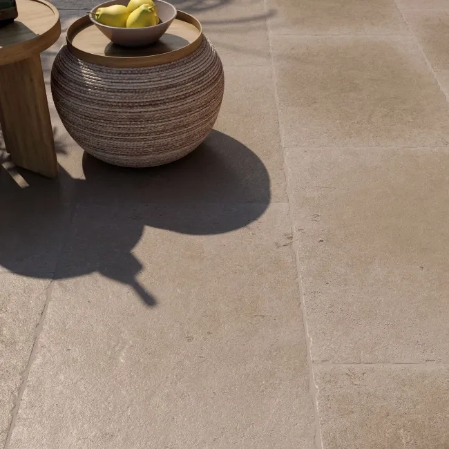 Taxos Taupe Stone Effect Matt Porcelain Outdoor Slab Tile