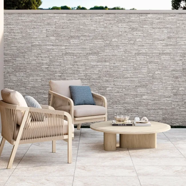 Tumpak Grey Sandstone Effect Porcelain Wall Cladding Tile