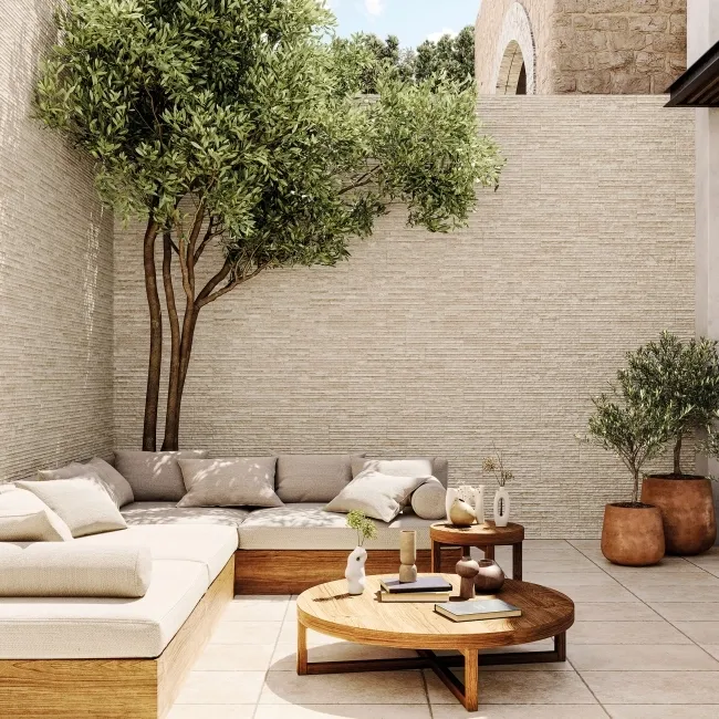 Tumpak Beige Sandstone Effect Porcelain Wall Cladding Tile