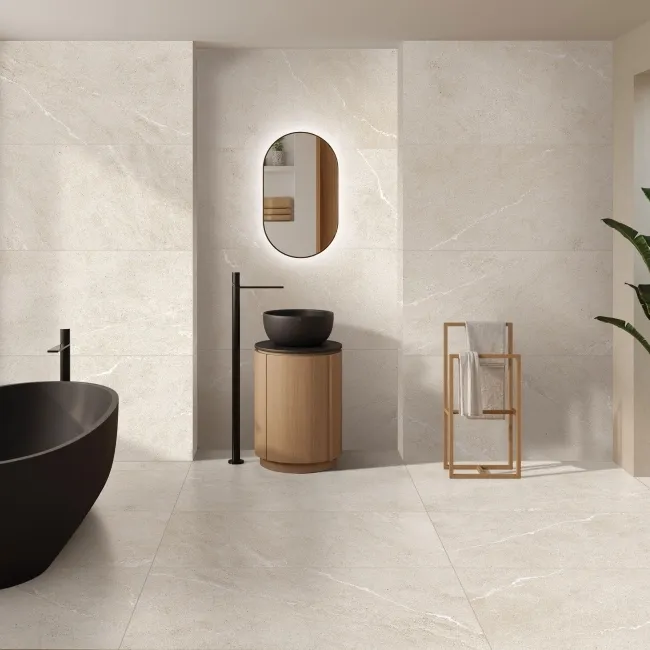 Piacentina Ivory Stone Effect Matt Large Porcelain Tile
