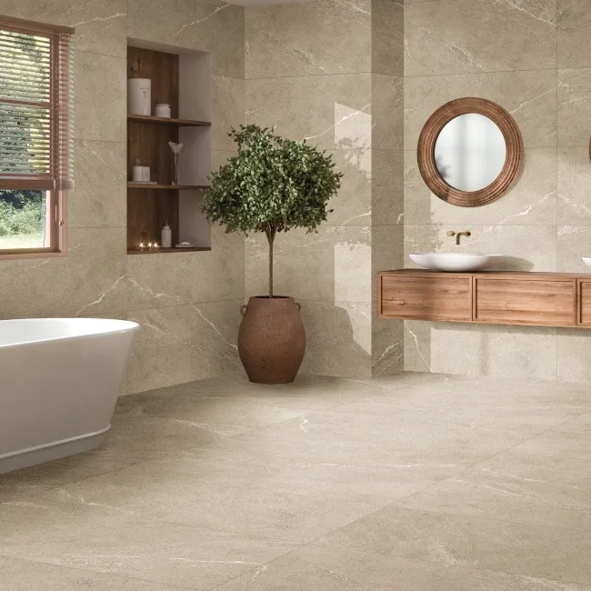 Piacentina Beige Stone Effect Matt Large Porcelain Tile