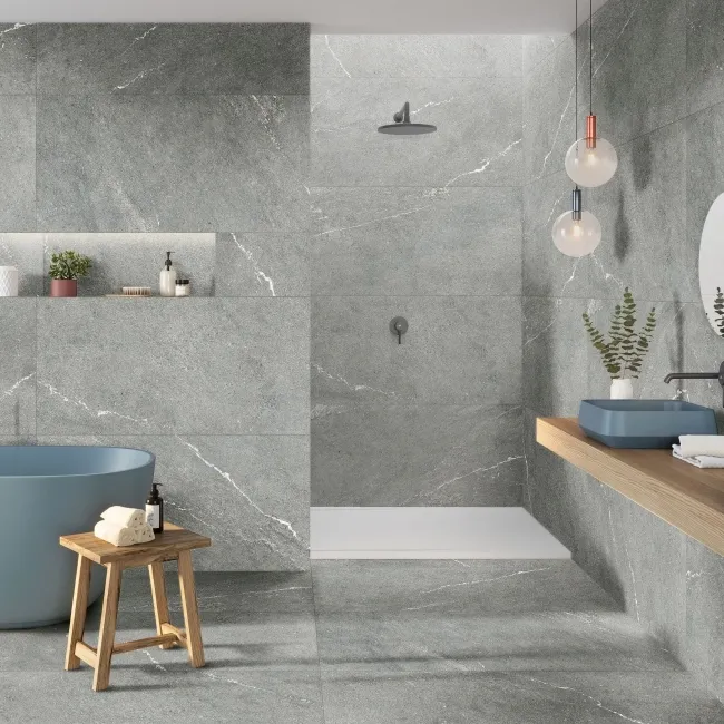 Piacentina Grey Stone Effect Matt Large Porcelain Tile