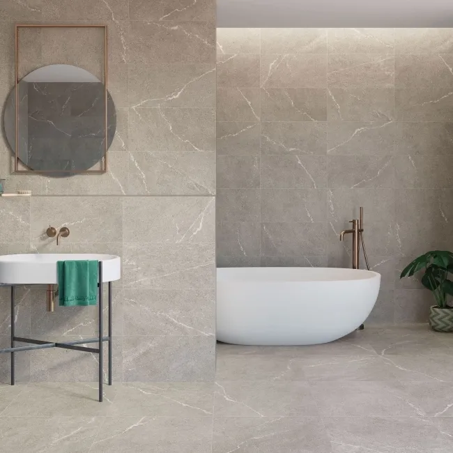 Piacentina Grey Stone Effect Matt Porcelain Wall and Floor Tile