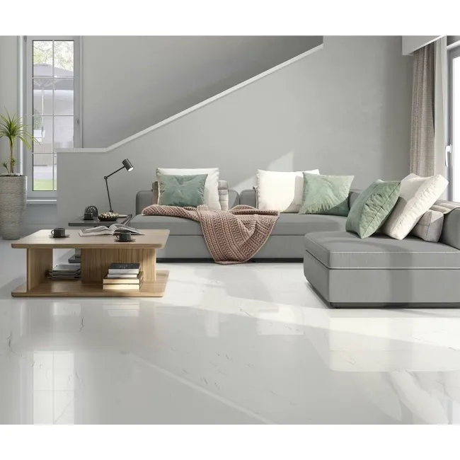Barbados White Marble Effect Polished Porcelain Wall and Floor Tiles