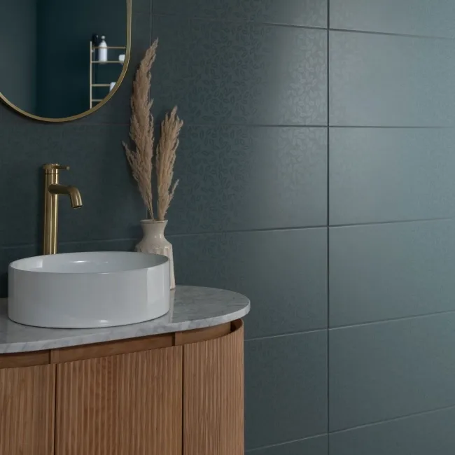 Dynamic Blue Floral Effect Matt Ceramic Wall Tile