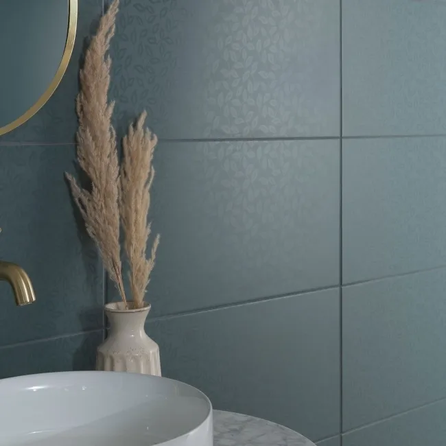 Dynamic Blue Floral Effect Matt Ceramic Wall Tile