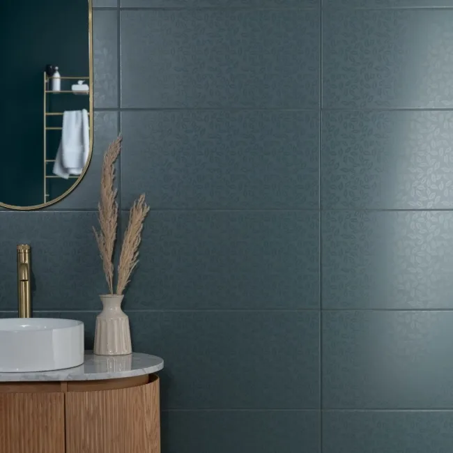Dynamic Blue Floral Effect Matt Ceramic Wall Tile