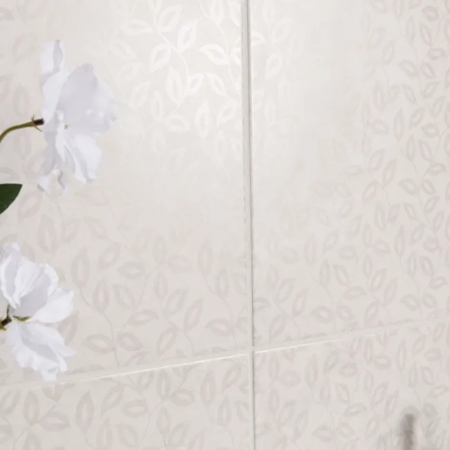 Dynamic Ivory Floral Effect Matt Ceramic Wall Tile