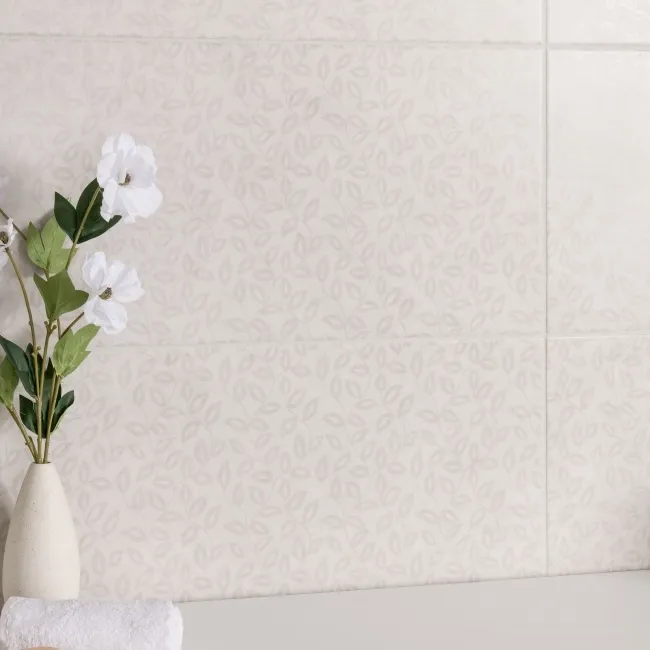 Dynamic Ivory Floral Effect Matt Ceramic Wall Tile