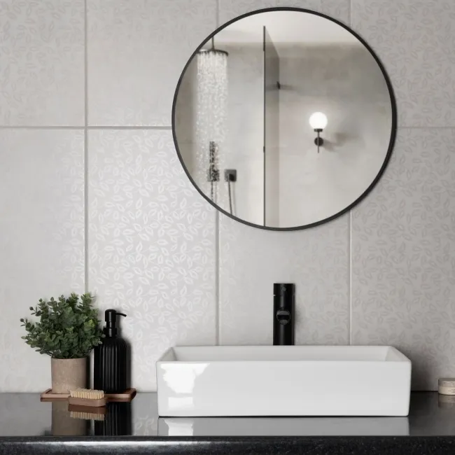Dynamic Light Grey Floral Effect Matt Ceramic Wall Tile