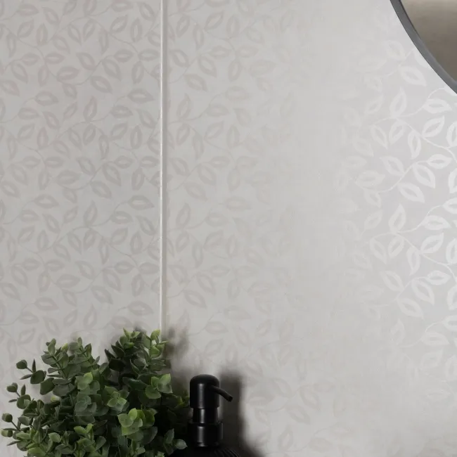 Dynamic Light Grey Floral Effect Matt Ceramic Wall Tile