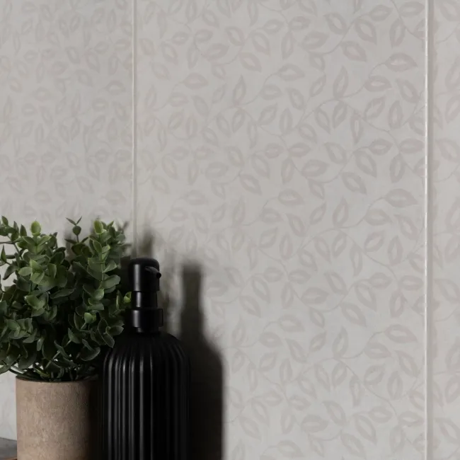 Dynamic Light Grey Floral Effect Matt Ceramic Wall Tile