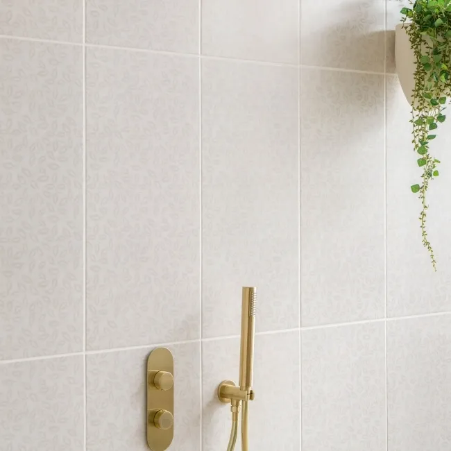 Dynamic White Floral Effect Matt Ceramic Wall Tile