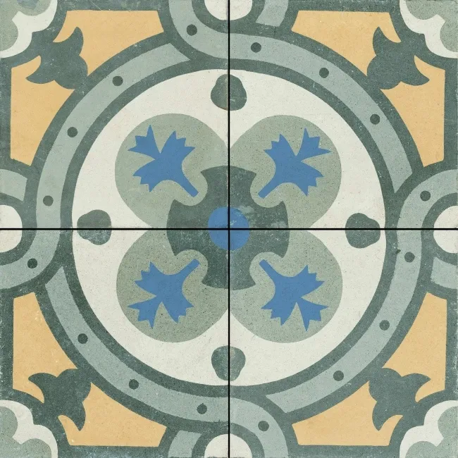 Granada Green Victorian Patterned Matt Ceramic Floor Tile