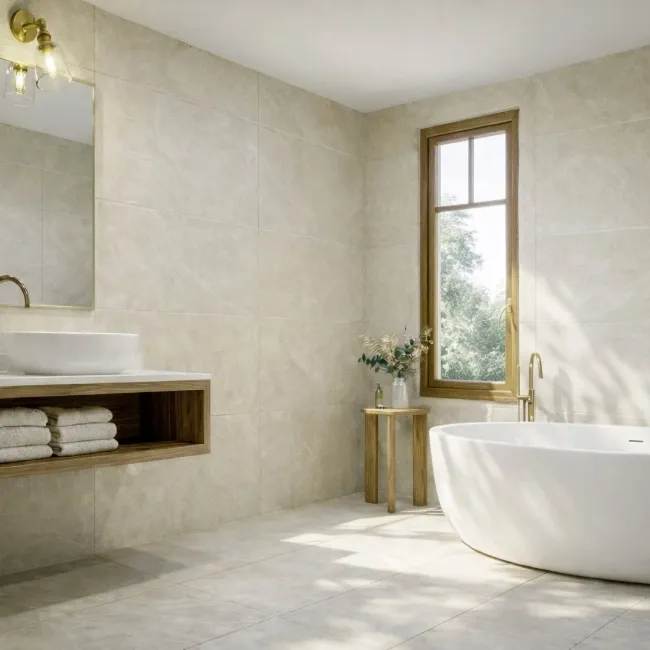 Electra Beige Crystal Marble Effect Matt Porcelain Tile