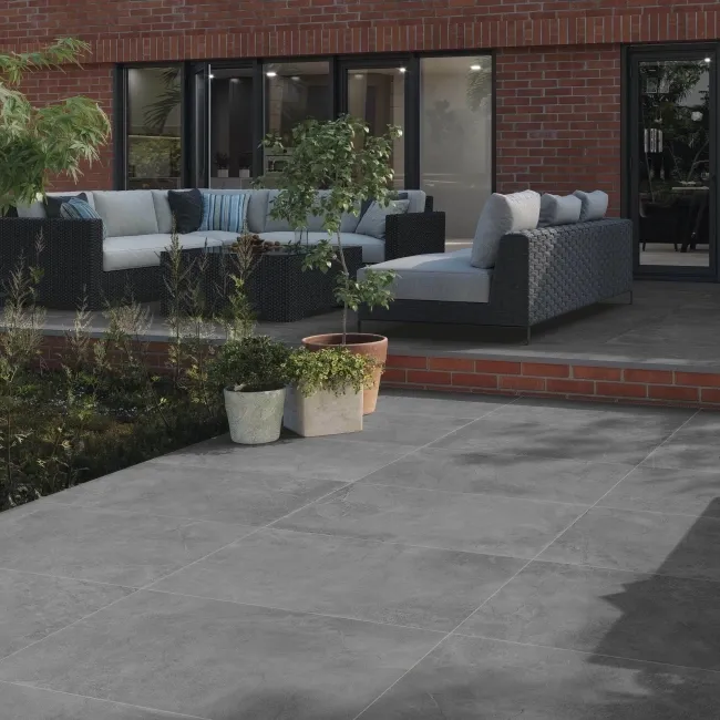Merlot Graphite Slate Effect Large Outdoor Porcelain Slab Tile