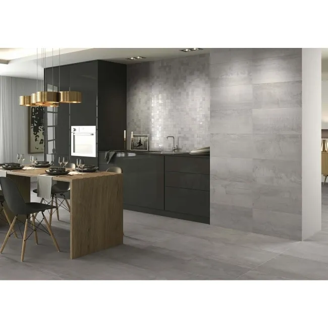 Metal Silver Rectified Porcelain Wall And Floor Tile