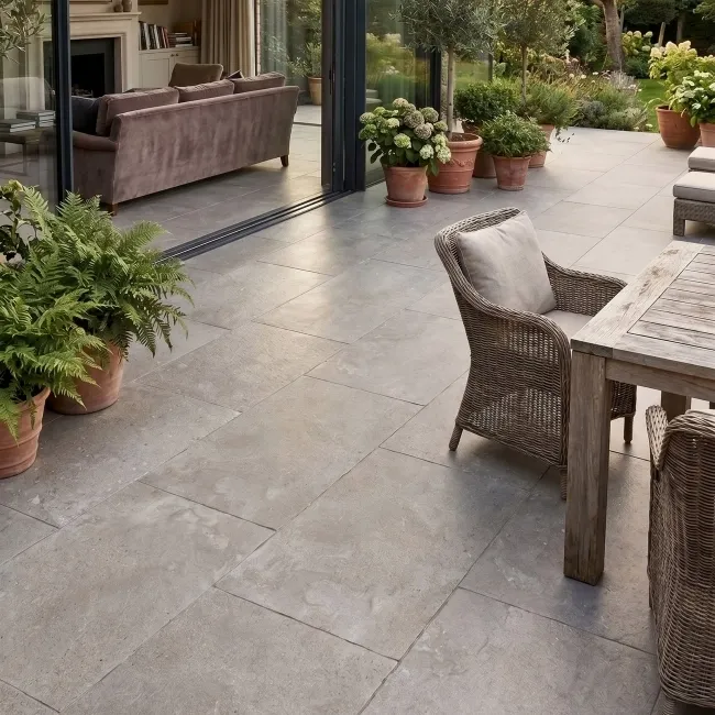 Mineral Grey Rustic Edge Stone Effect Porcelain Outdoor Slab