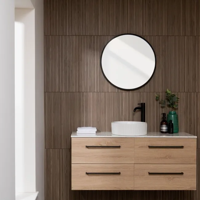 Mocha Slatted Wood Effect Matt Ceramic Wall Tile