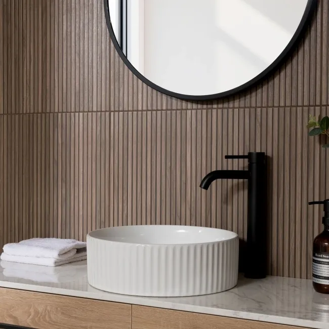 Mocha Slatted Wood Effect Matt Ceramic Wall Tile