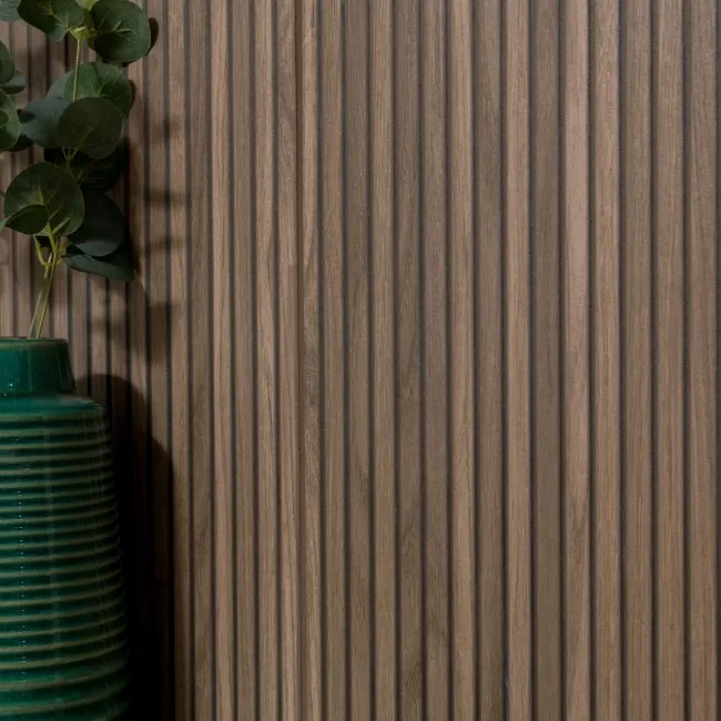 Mocha Slatted Wood Effect Matt Ceramic Wall Tile