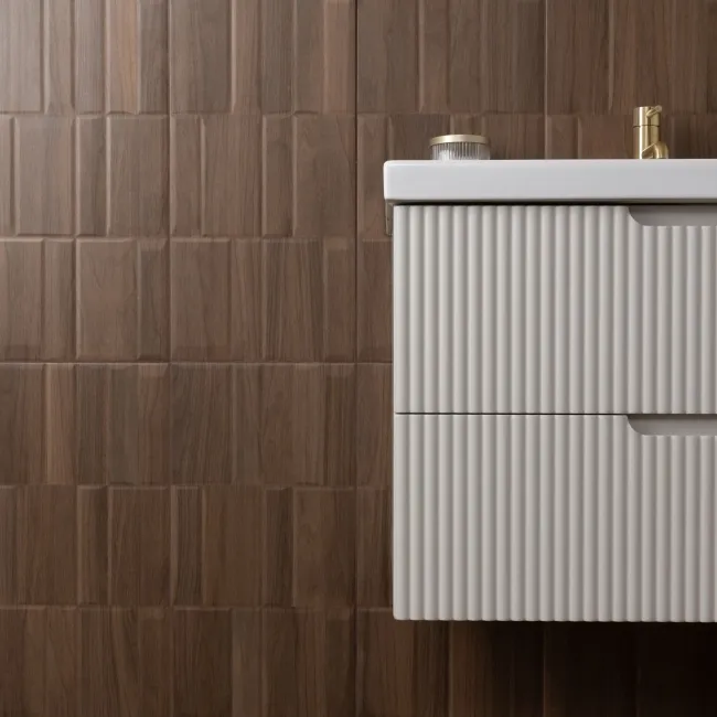 Nogal Block Decor Dark Brown Wood Effect Matt Ceramic Wall Tile