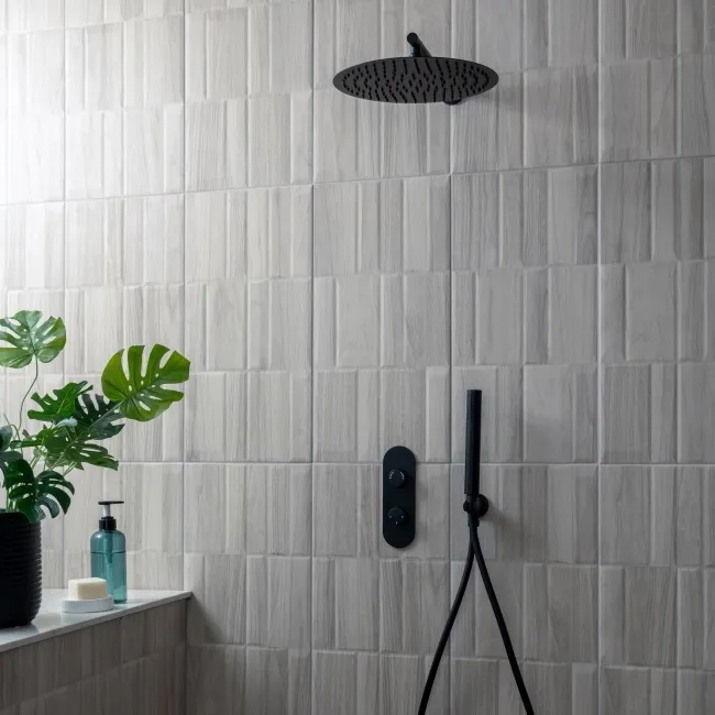 Nogal Block Decor Grey Wood Effect Matt Ceramic Wall Tile
