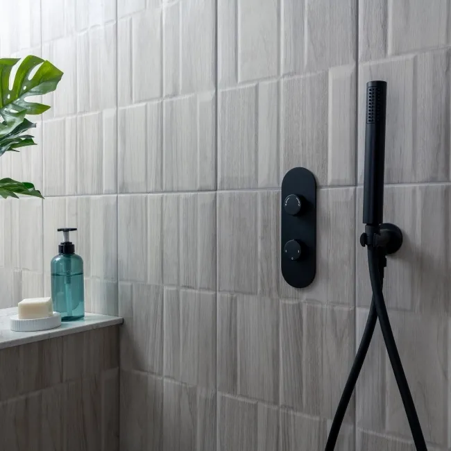 Nogal Block Decor Grey Wood Effect Matt Ceramic Wall Tile