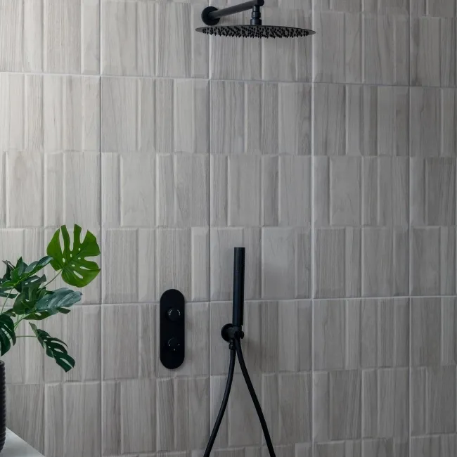 Nogal Block Decor Grey Wood Effect Matt Ceramic Wall Tile